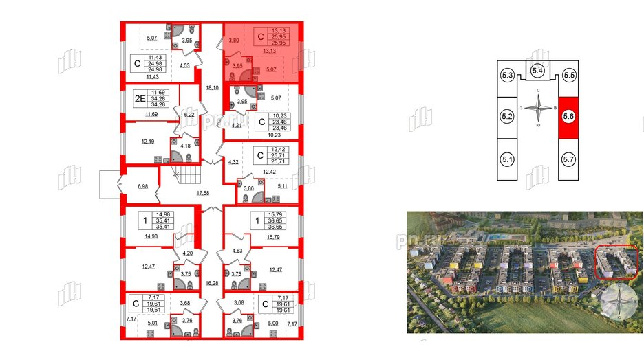 Квартира в ЖК «Аннино Сити», студия, 25.95 м², 1 этаж