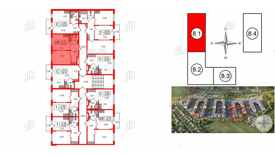 Квартира в ЖК «Аннино Сити», 1 комнатная, 36.26 м², 4 этаж