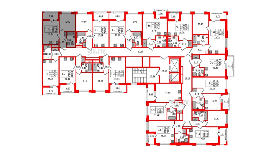 Квартира в ЖК Астра Континенталь, 1 комнатная, 31.73 м², 4 этаж