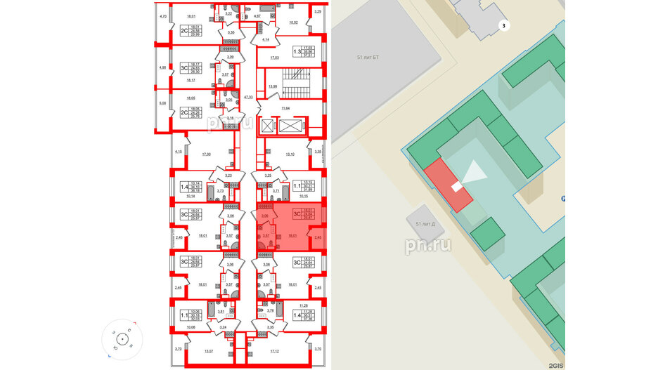 Квартира в ЖК Астра Континенталь, студия, 24.64 м², 9 этаж