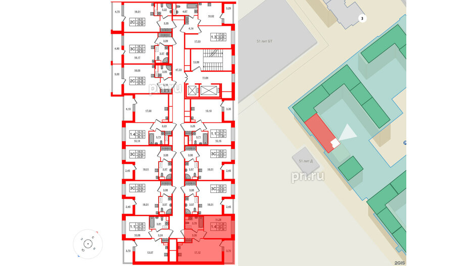 Квартира в ЖК Астра Континенталь, 1 комнатная, 35.51 м², 11 этаж