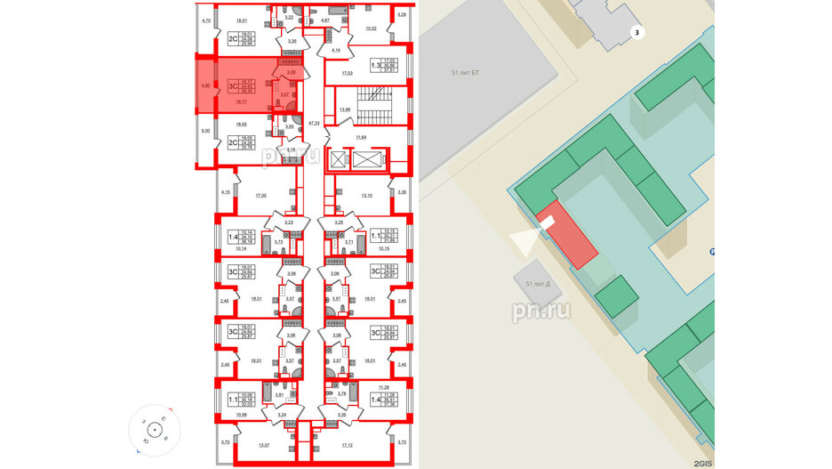 Квартира в ЖК Астра Континенталь, студия, 24.83 м², 11 этаж