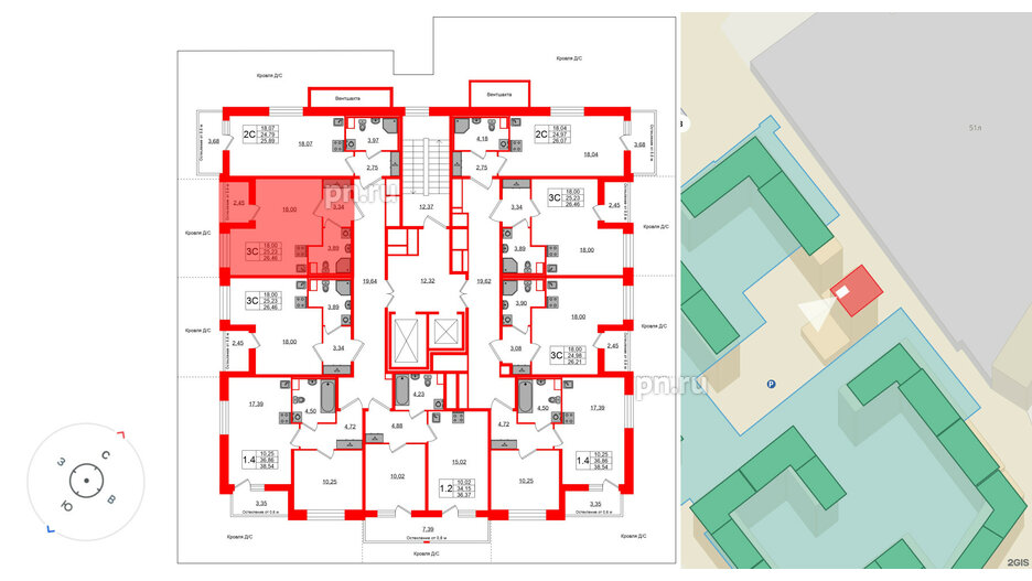 Квартира в ЖК Астра Континенталь, студия, 25.23 м², 3 этаж