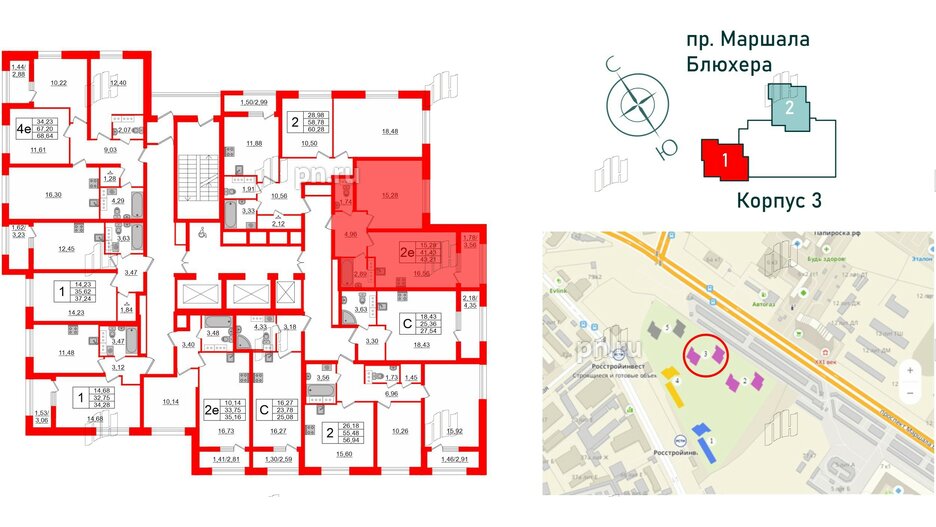 Квартира в ЖК БелАРТ, 1 комнатная, 43.21 м², 13 этаж