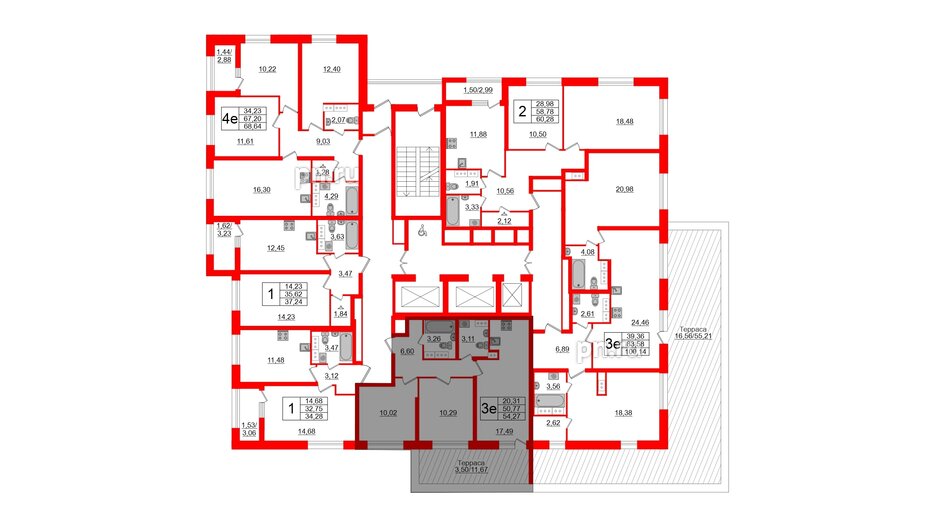 Квартира в ЖК БелАРТ, 2 комнатная, 54.27 м², 16 этаж