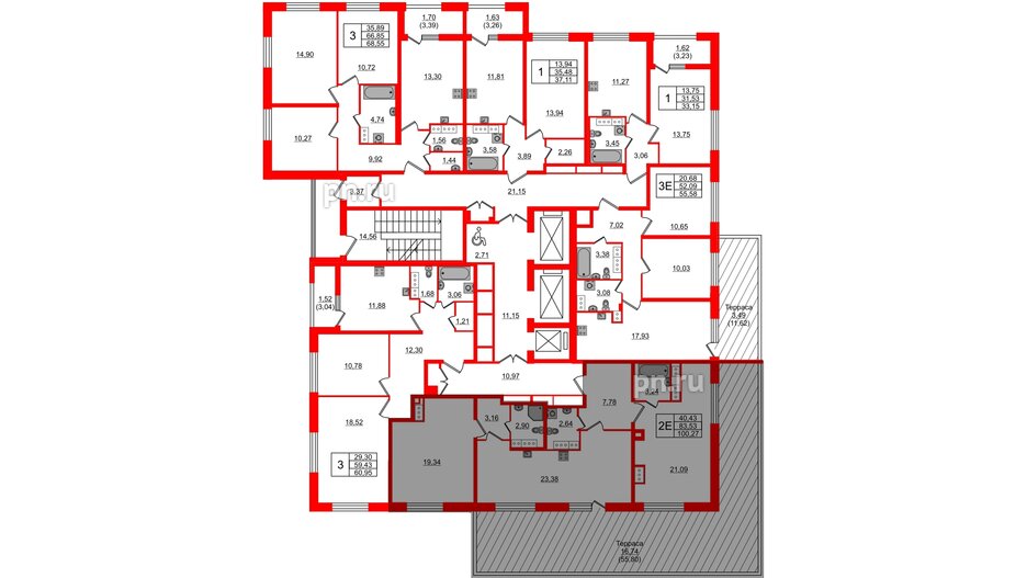 Квартира в ЖК БелАРТ, 2 комнатная, 100.27 м², 16 этаж