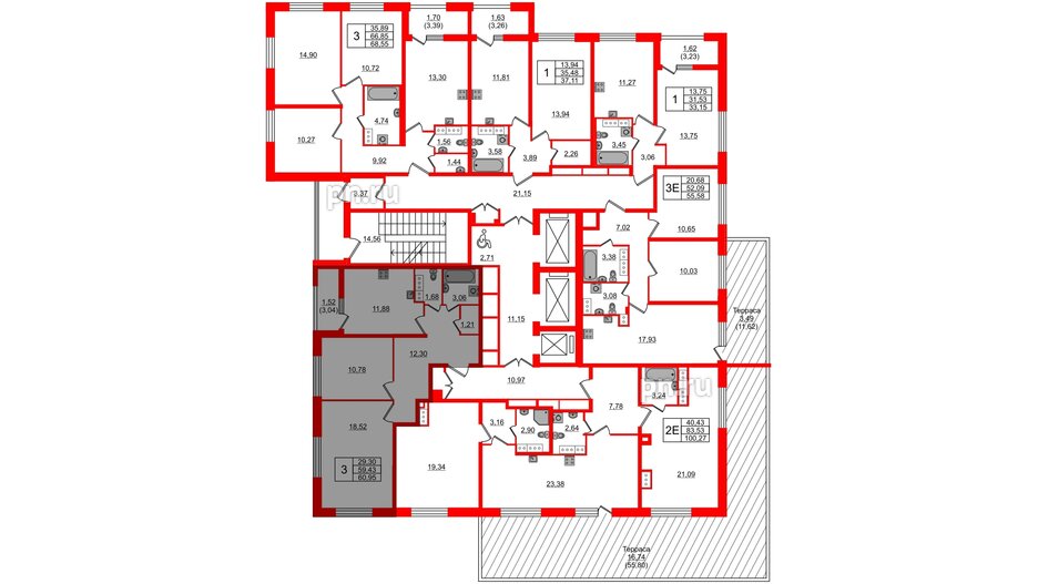 Квартира в ЖК БелАРТ, 2 комнатная, 60.95 м², 16 этаж