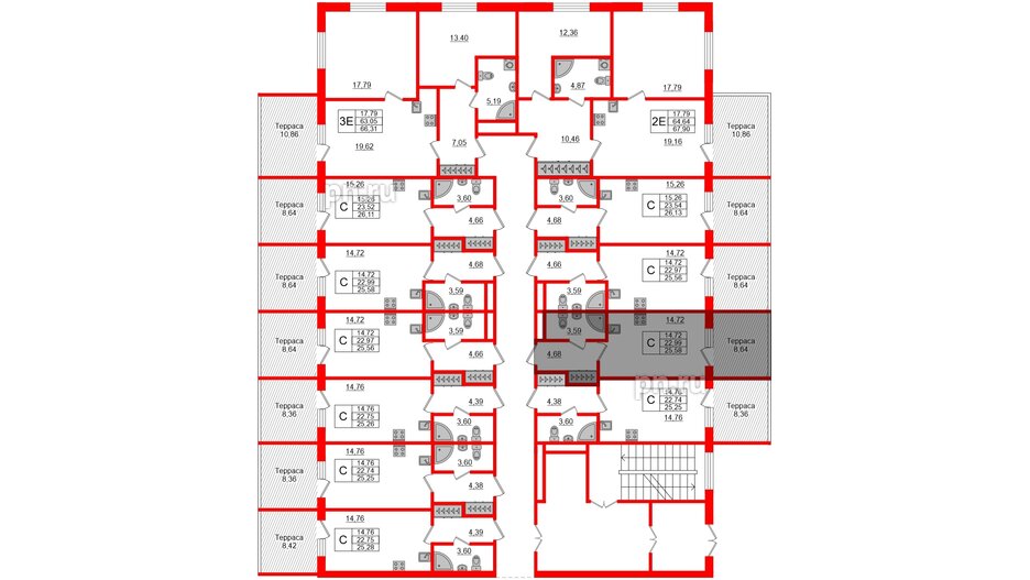 Апартаменты в ЖК Берег. Курортный, студия, 25.58 м², 1 этаж