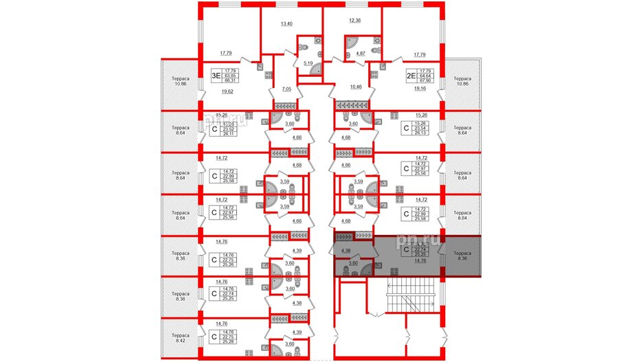 Апартаменты в ЖК Берег. Курортный, студия, 25.25 м², 1 этаж