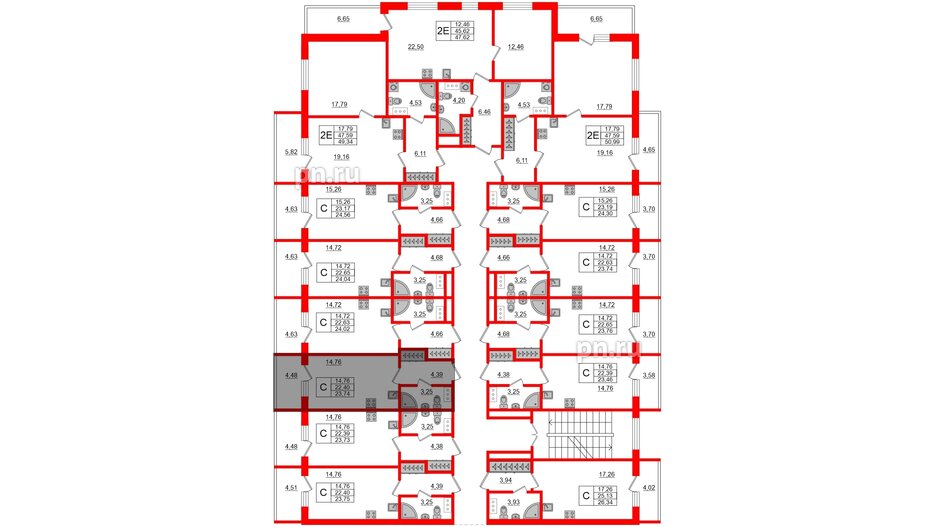 Апартаменты в ЖК Берег. Курортный, студия, 23.74 м², 5 этаж