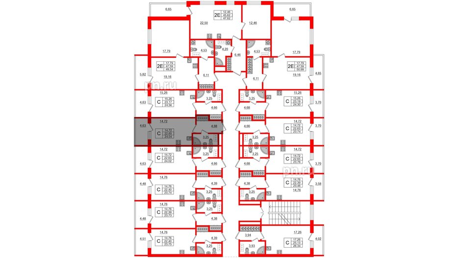 Апартаменты в ЖК Берег. Курортный, студия, 24.04 м², 5 этаж