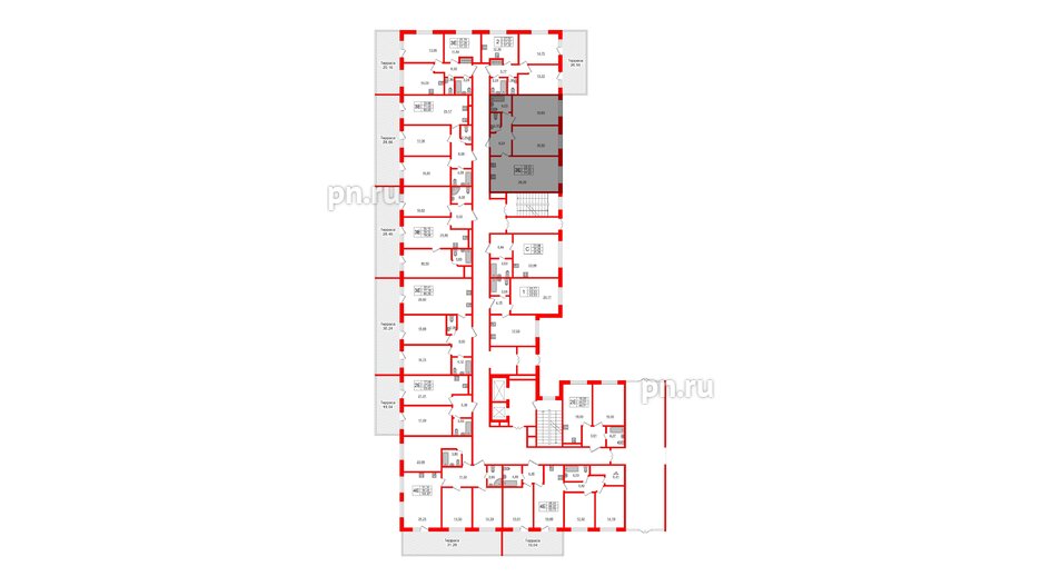 Апартаменты в ЖК Берег. Курортный, 2 комнатные, 77.45 м², 1 этаж