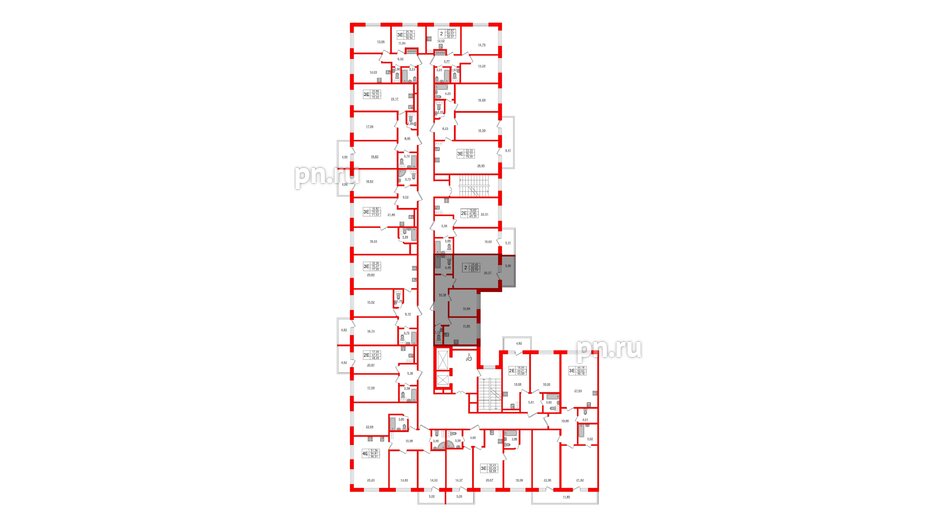 Апартаменты в ЖК Берег. Курортный, 2 комнатные, 61.77 м², 2 этаж