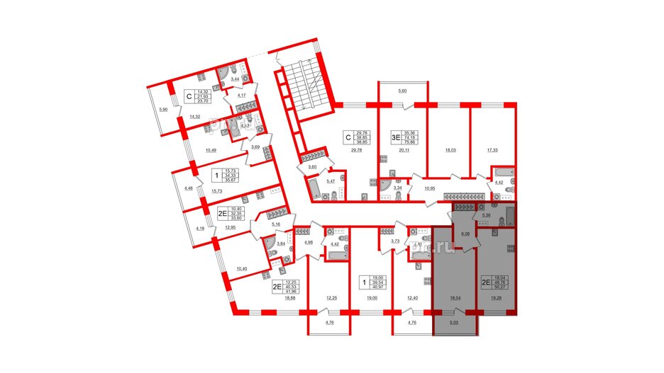 Апартаменты в ЖК Берег. Курортный, 1 комнатные, 50.27 м², 3 этаж