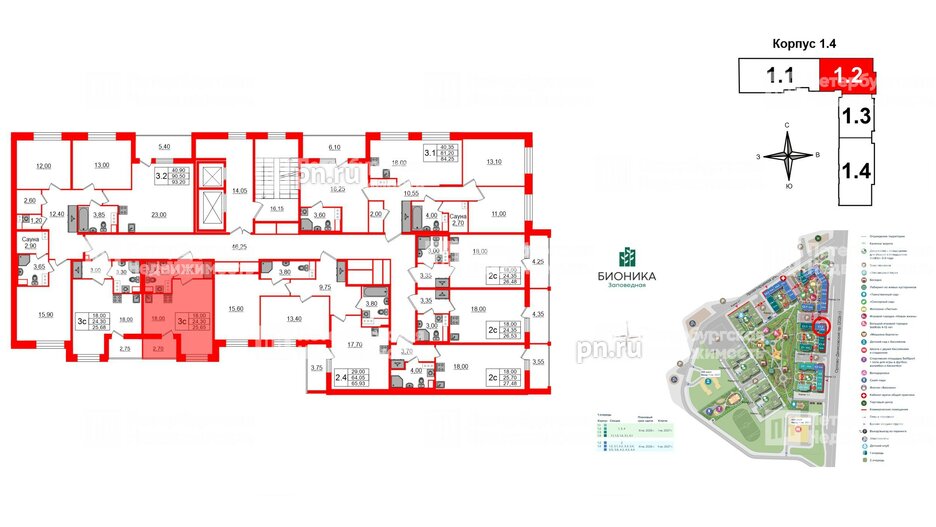 Квартира в ЖК «Бионика Заповедная», студия, 24.3 м², 4 этаж