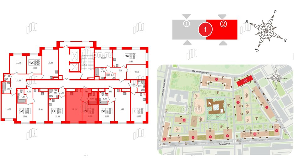 Квартира в ЖК Большая Охта, 1 комнатная, 38 м², 2 этаж