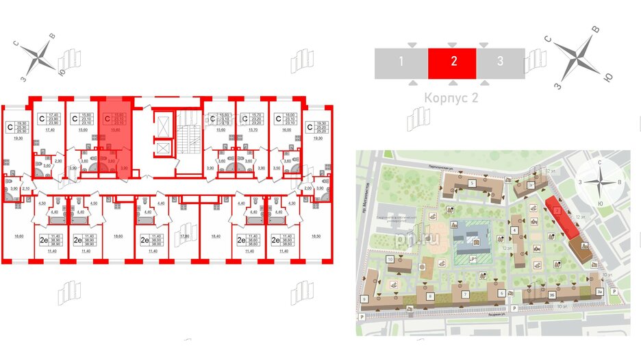 Квартира в ЖК Большая Охта, студия, 23.1 м², 2 этаж