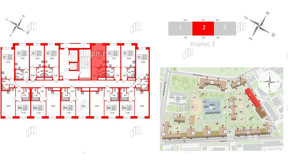 Квартира в ЖК Большая Охта, студия, 23.1 м², 2 этаж