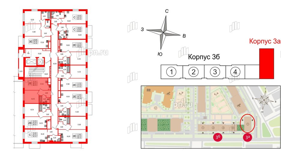 Квартира в ЖК Большая Охта, 1 комнатная, 36.1 м², 2 этаж