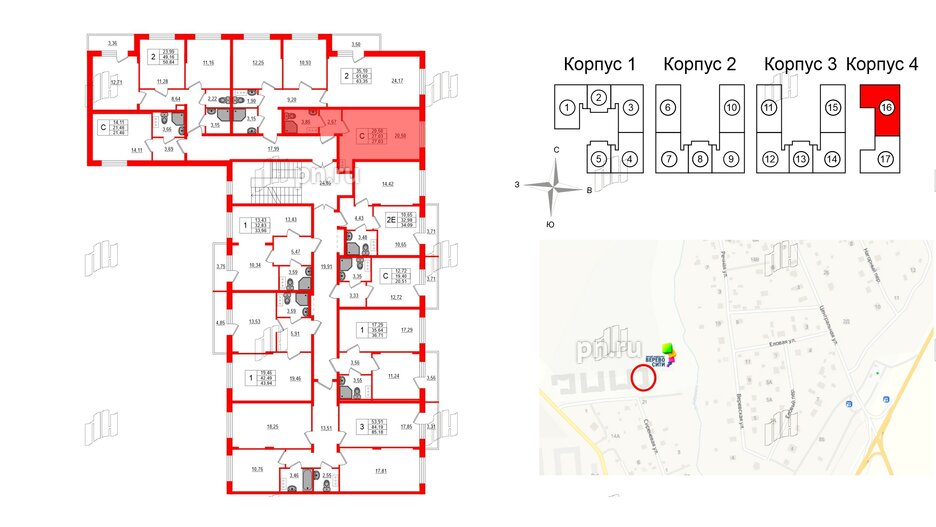 Квартира в ЖК Верево Сити, студия, 27.03 м², 2 этаж