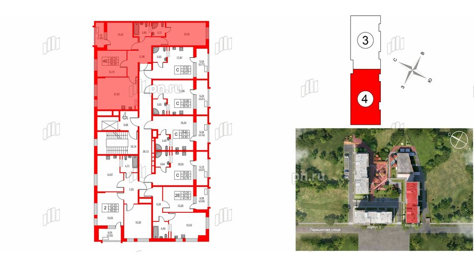 Квартира в ЖК VEREN NEXT Шуваловский, 3 комнатная, 85.7 м², 7 этаж