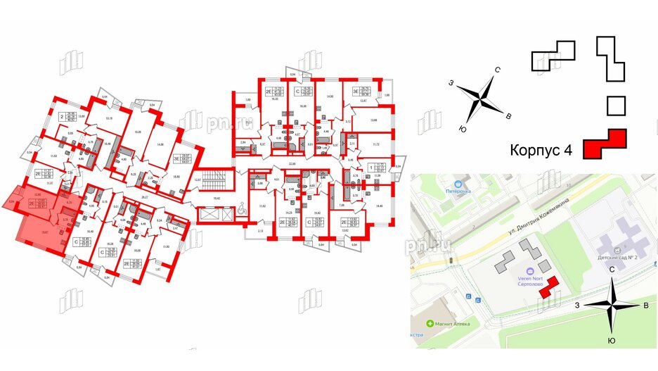 Квартира в ЖК VEREN NORT Сертолово, 1 комнатная, 39.47 м², 9 этаж