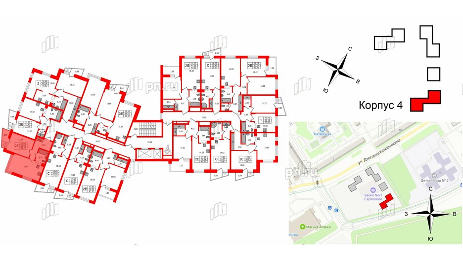 Квартира в ЖК VEREN NORT Сертолово, 1 комнатная, 39.47 м², 10 этаж