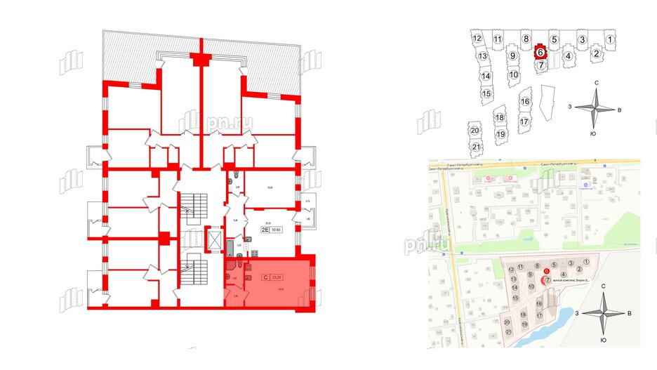 Квартира в ЖК VEREN Village Стрельна, студия, 33.2 м², 2 этаж