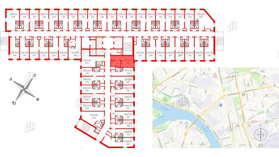 Апартаменты в ЖК Вертикаль на Лесной, студия, 21 м², 13 этаж