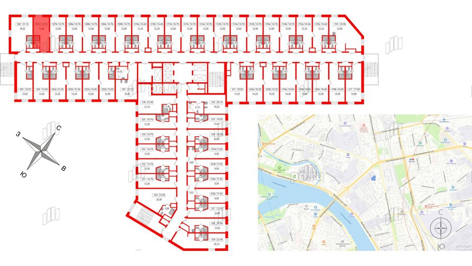 Апартаменты в ЖК Вертикаль на Лесной, студия, 14.8 м², 3 этаж