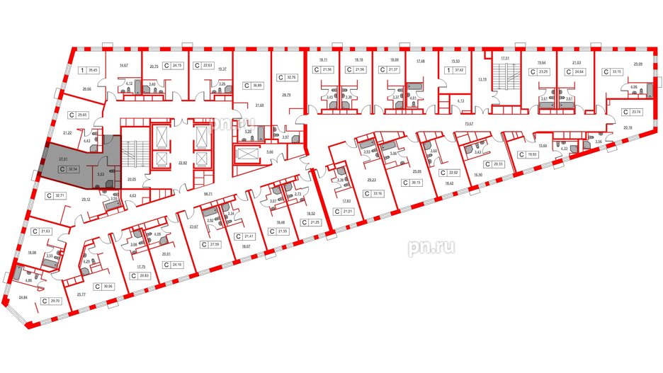 Апартаменты в ЖК Вольта, студия, 32.54 м², 2 этаж