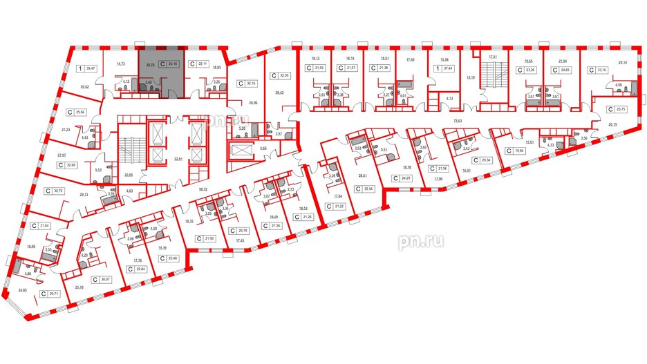 Апартаменты в ЖК Вольта, студия, 24.16 м², 6 этаж