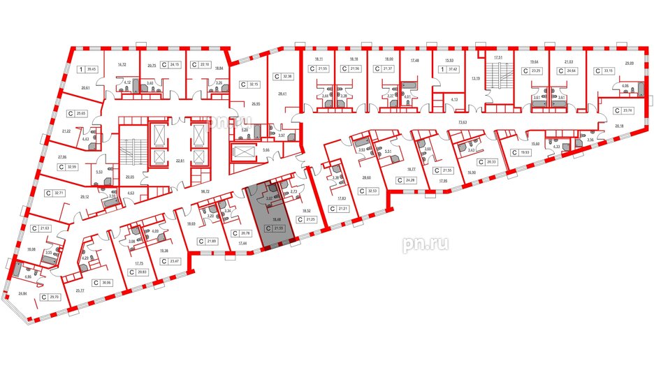 Апартаменты в ЖК Вольта, студия, 21.55 м², 12 этаж