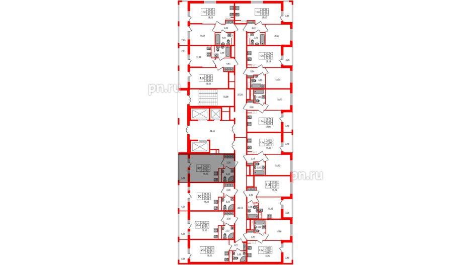 Квартира в ЖК «Город звёзд», студия, 24.57 м², 15 этаж