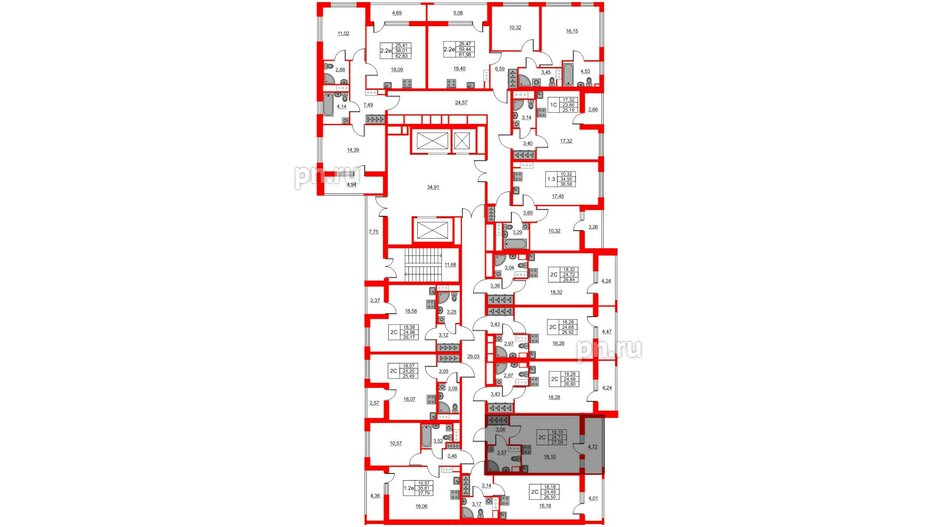 Квартира в ЖК «Город звёзд», студия, 24.73 м², 15 этаж