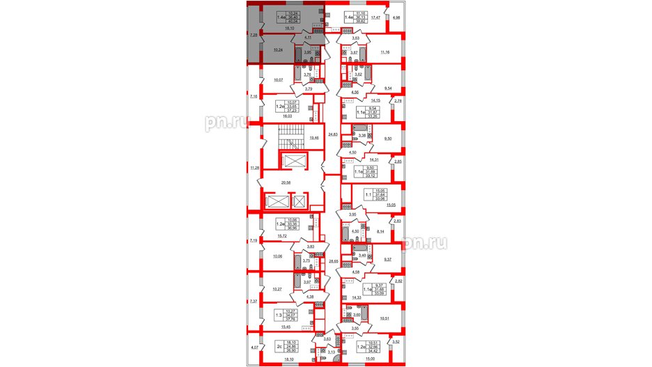 Квартира в ЖК «Город звёзд», 1 комнатная, 36.4 м², 15 этаж