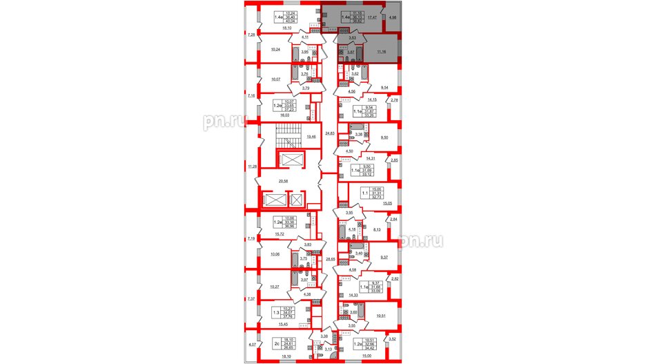 Квартира в ЖК «Город звёзд», 1 комнатная, 36.13 м², 19 этаж