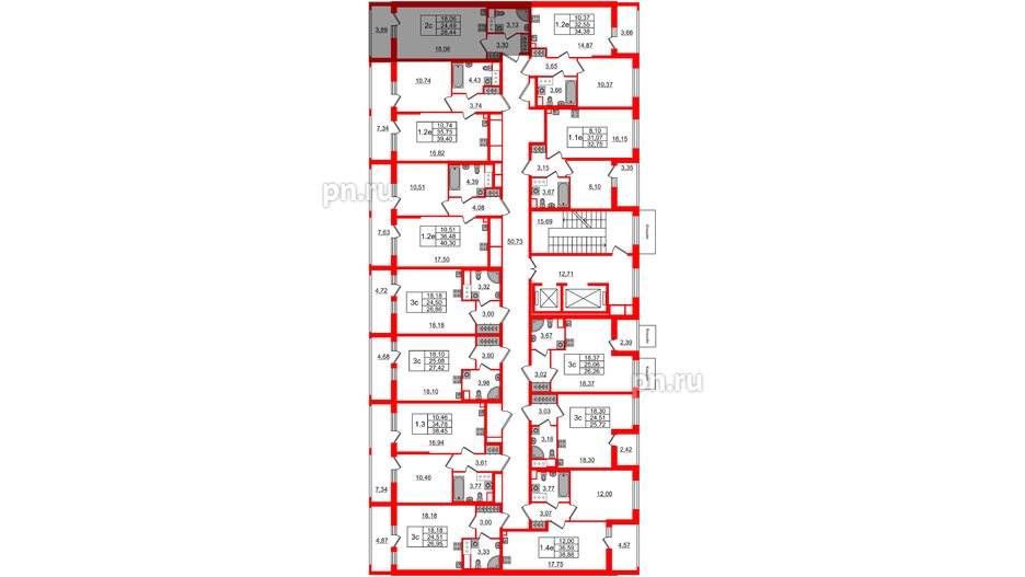 Квартира в ЖК «Город звёзд», студия, 24.49 м², 2 этаж