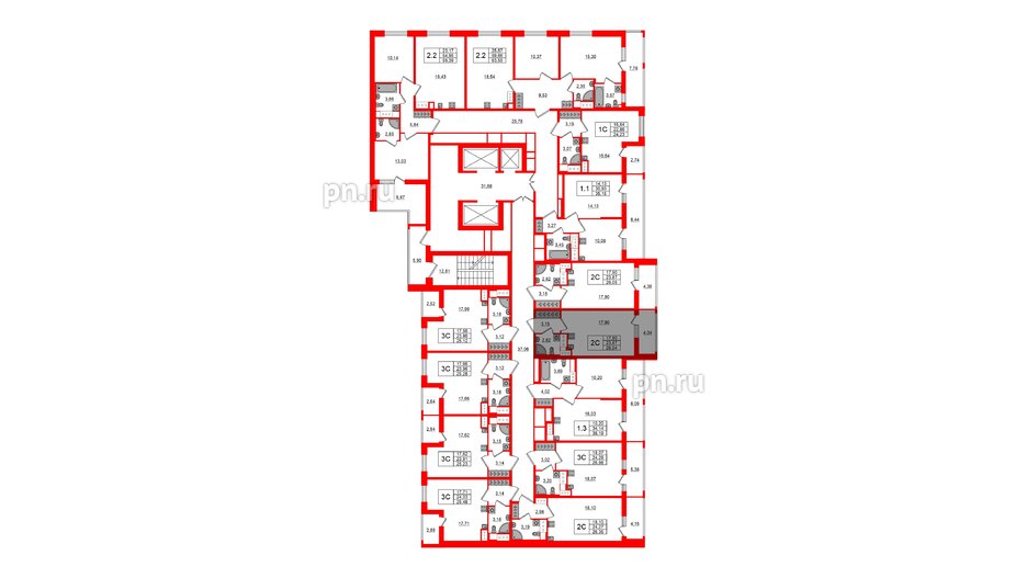 Квартира в ЖК «Город звёзд», студия, 23.87 м², 19 этаж