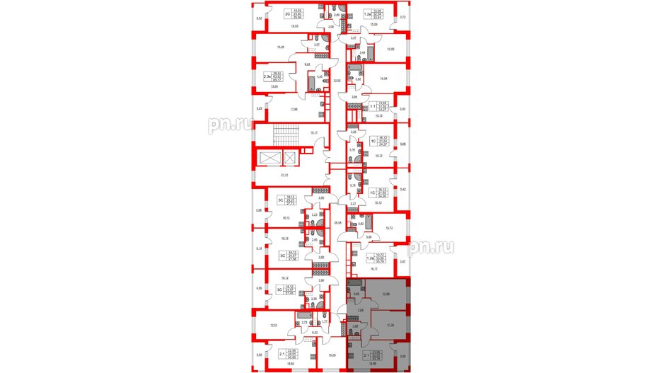 Квартира в ЖК «Город звёзд», 2 комнатная, 52 м², 2 этаж