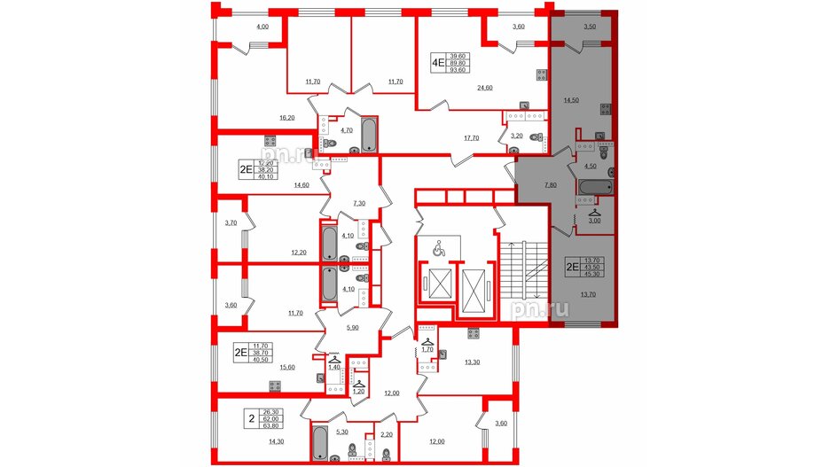 Квартира в ЖК 'Галактика', 1 комнатная, 45.3 м², 18 этаж