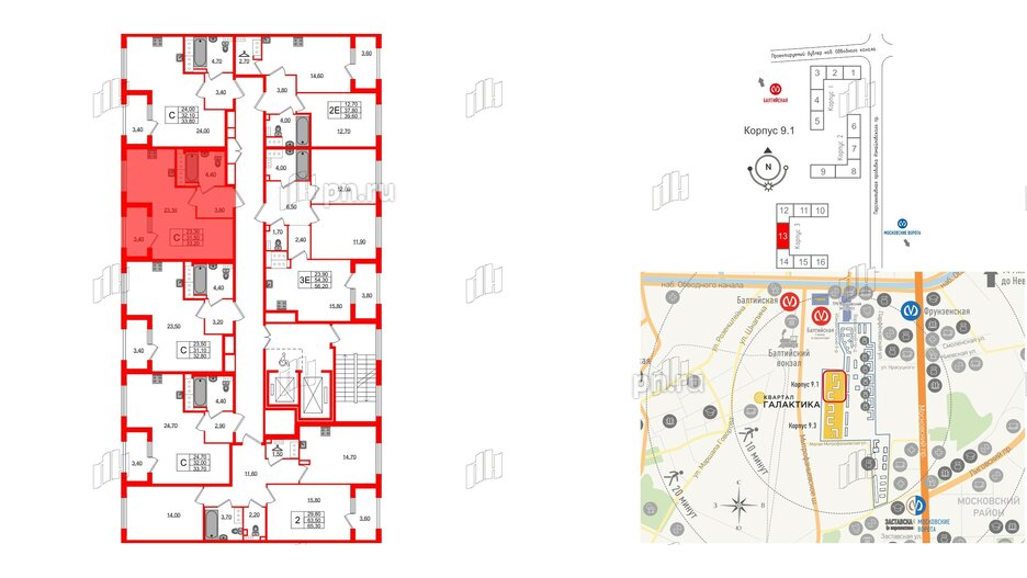 Квартира в ЖК 'Галактика', студия, 33.2 м², 18 этаж