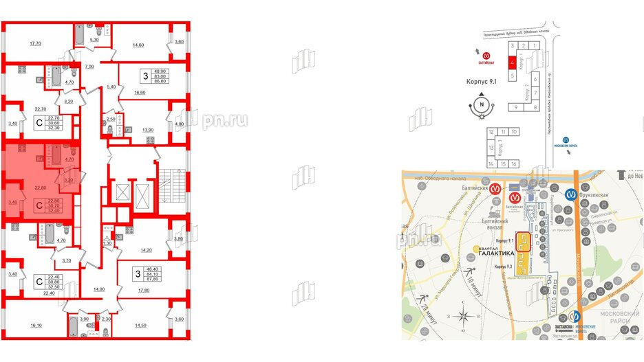 Квартира в ЖК 'Галактика', студия, 32.3 м², 10 этаж