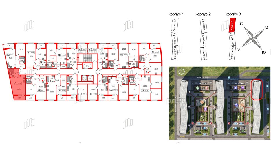 Квартира в ЖК Графика, студия, 31.13 м², 12 этаж