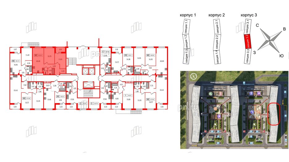 Квартира в ЖК Графика, 2 комнатная, 60.06 м², 1 этаж