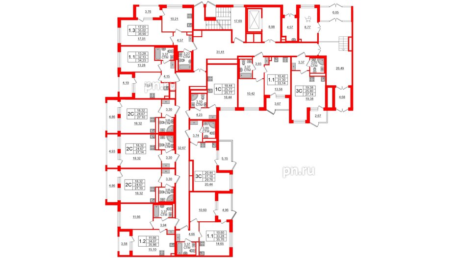 Квартира в ЖК 'Дворцовый фасад', студия, 25.77 м², 1 этаж