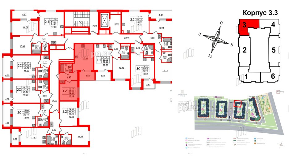 Квартира в ЖК 'Дворцовый фасад', 1 комнатная, 33.05 м², 2 этаж