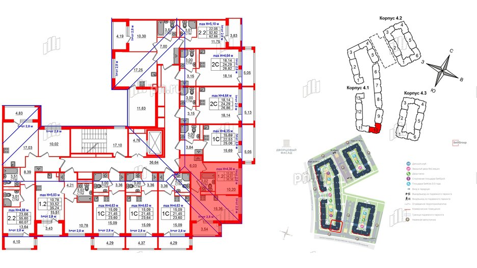 Квартира в ЖК 'Дворцовый фасад', 1 комнатная, 34.61 м², 4 этаж