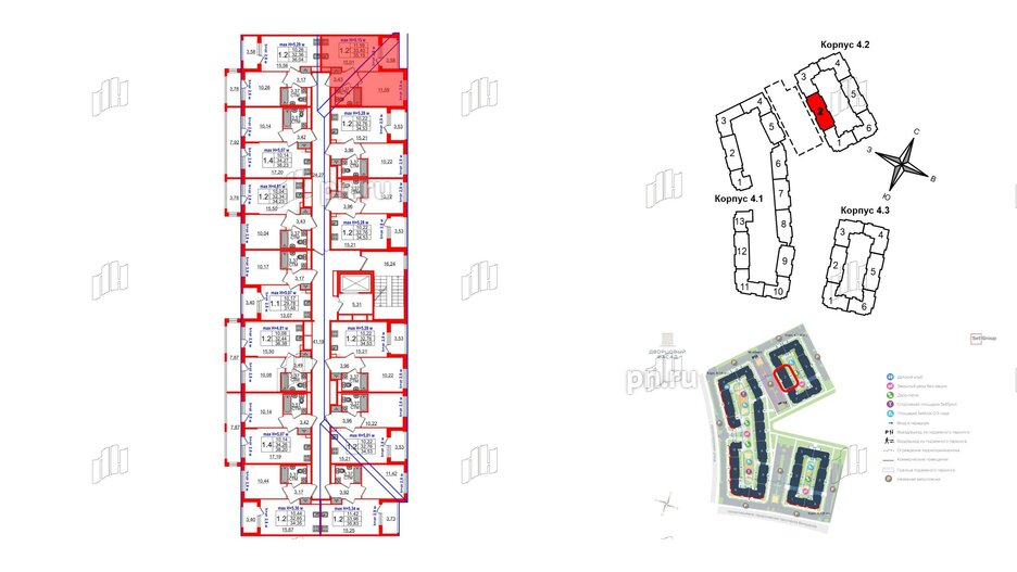 Квартира в ЖК 'Дворцовый фасад', 1 комнатная, 33.4 м², 4 этаж