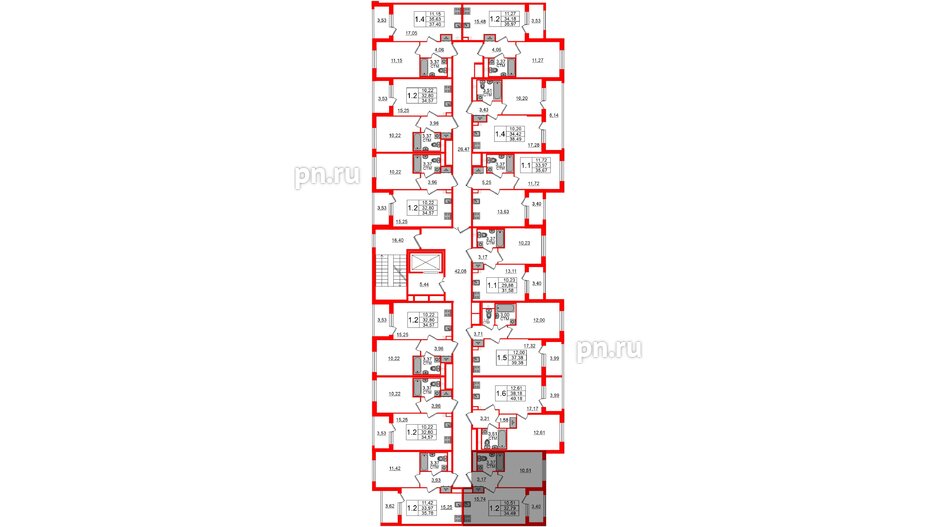 Квартира в ЖК 'Дворцовый фасад', 1 комнатная, 32.79 м², 3 этаж